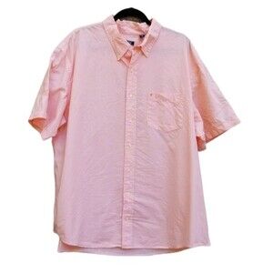 Izod Orange Oxford Subtle Stripe Short Sleeve 100% Cotton Button Down Shirt 2XB